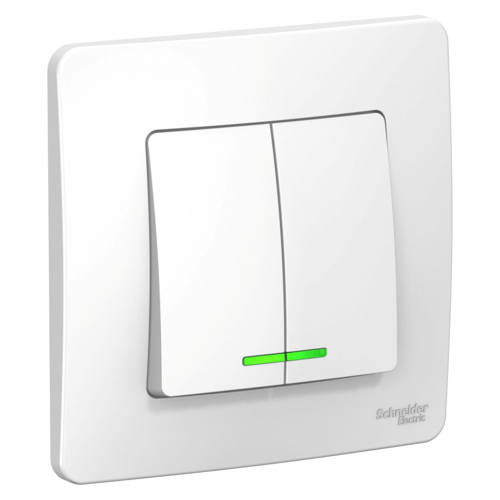 Изображение товара Выключатель Systeme Electric Blanca 2-клавишный с подсветкой 250 В 10 А