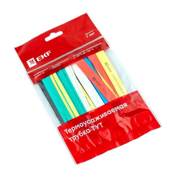 Изображение товара EKF PROxima Термоусаживаемая трубка ТУТ нг 10/5 набор:7 цветов по 3шт. 100мм..