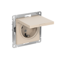 Изображение товара Systeme Electric AtlasDesign Песочный Розетка с/з со шторками с крышкой, 16А, IP20, механизм