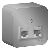 Изображение товара Systeme Electric Blanca наруж Алюминий Розетка 2-ая компьютерная RJ45, кат.5E, изолир. пластина