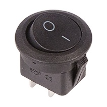 Изображение товара REXANT Выключатель клавишный круглый 250V 6А (2с) ON-OFF черный.