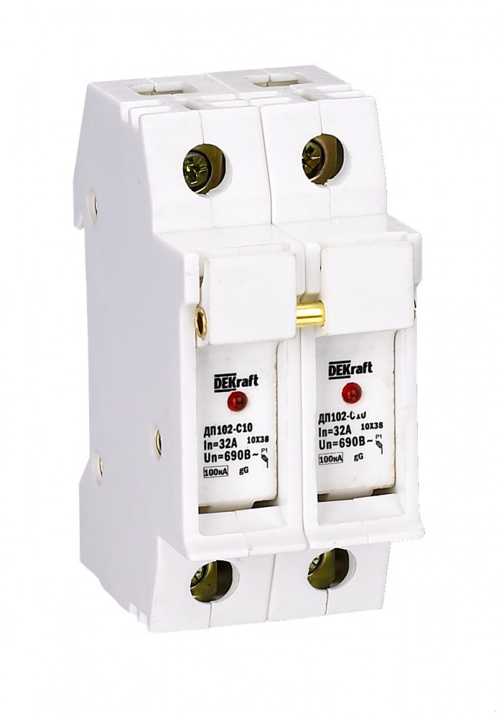 Изображение товара Dekraft держатель предохранителя типа C10 с LED индикацией ДП102-С10-2P