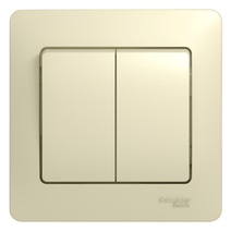 Изображение товара Systeme Electric Glossa Беж Выключатель 2-клавишный, сх.5, 10АХ (в сборе с рамкой)