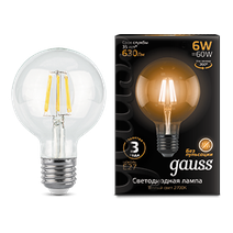 Изображение товара Gauss Лампа Filament G95 6W 630lm 2700К Е27 LED