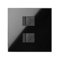 Изображение товара Simon 100 Черный глянец Накладка розетки 2xRJ45