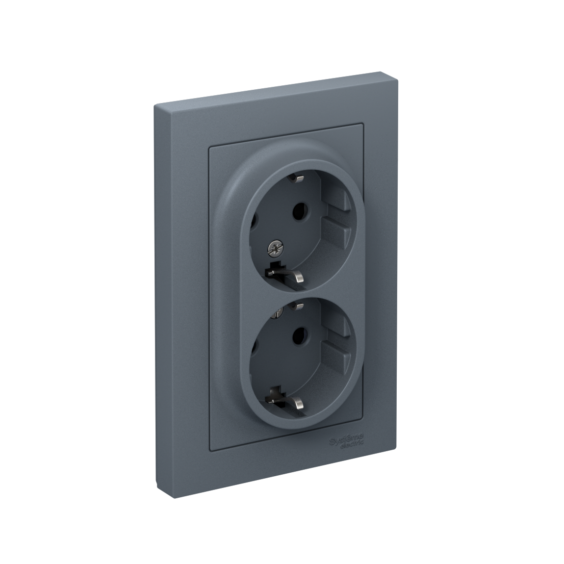 Изображение товара Systeme Electric AtlasDesign Грифель Розетка с/з двойная, со шторками, 16А, в сборе