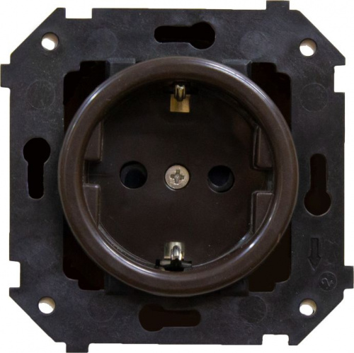 Изображение товара BIRONI Шедель Пластик Коричневый Розетка с/з ( скрытый монтаж)