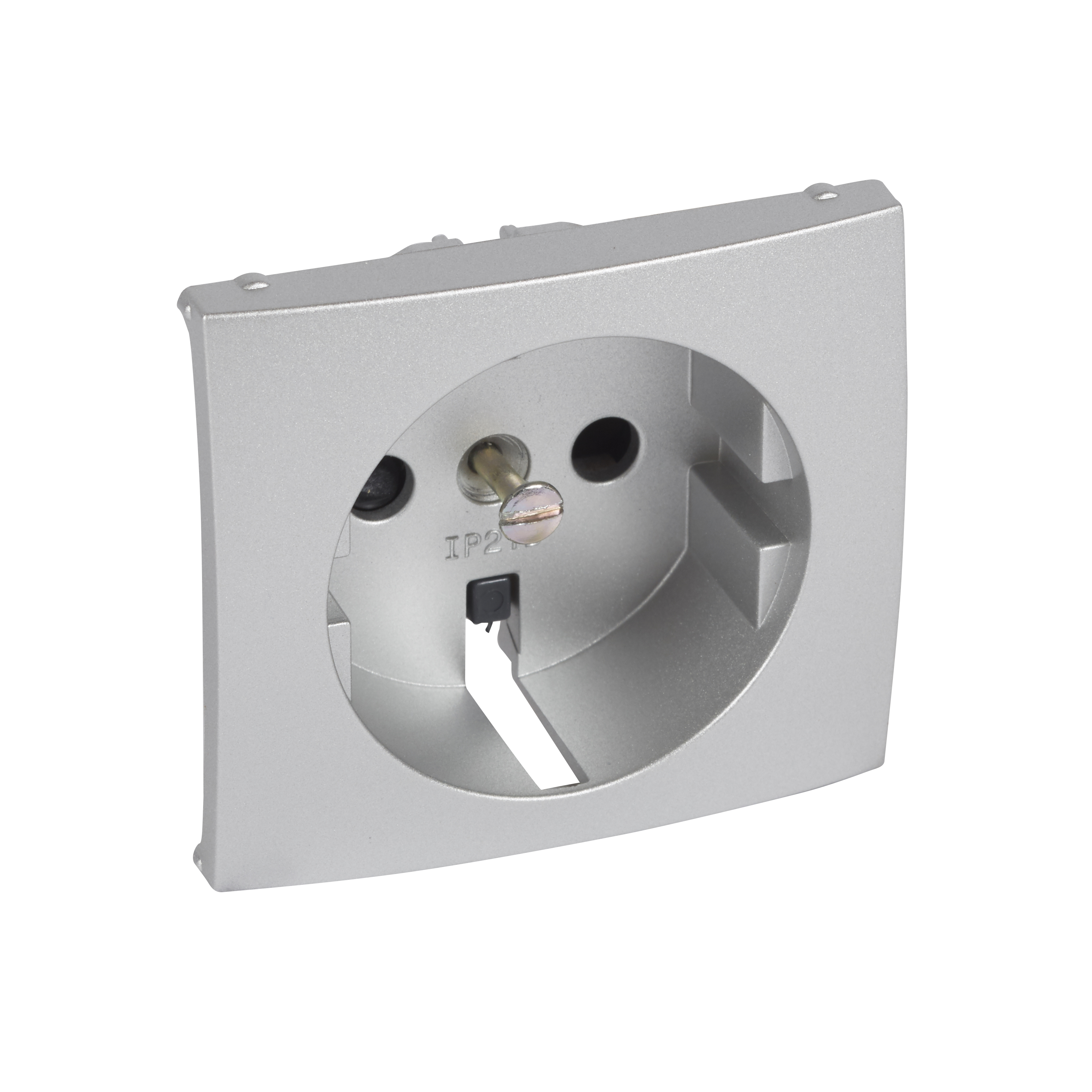 Изображение товара Legrand Valena Алюминий Накладка для розетки 2К+З с защитными шторками.