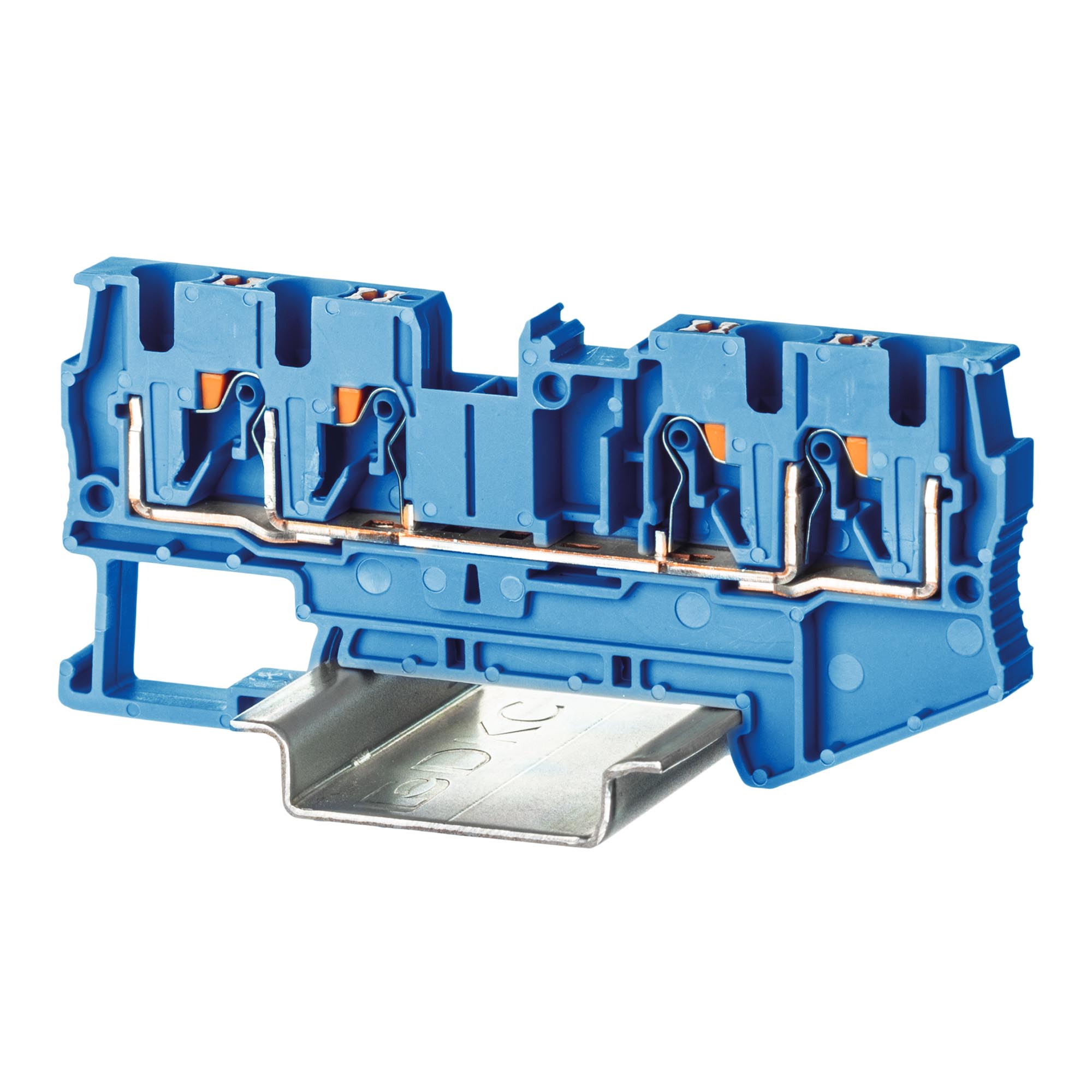 Изображение товара DKC Nuputuk Клемма проходная, зажим push-in, 4 точки подключения, 4 кв.мм, синяя