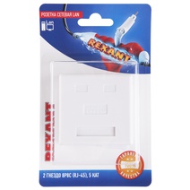 Изображение товара REXANT Розетка сетевая LAN, на стену, (2 гнездо 8Р8С (Rj-45), 5 кат).