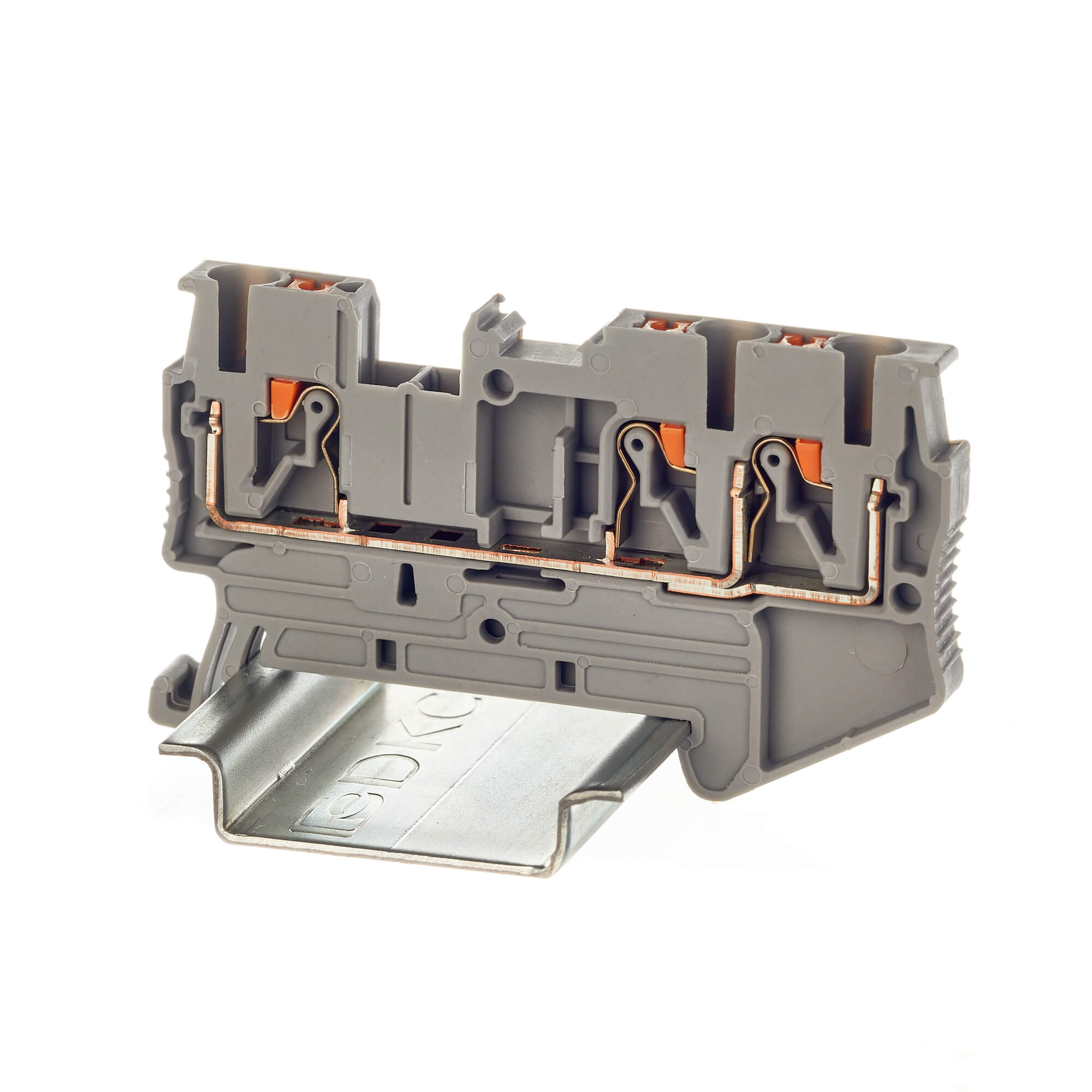 Изображение товара DKC Nuputuk Клемма проходная, зажим push-in, 3 точки подключения, 2.5 кв.мм, серая