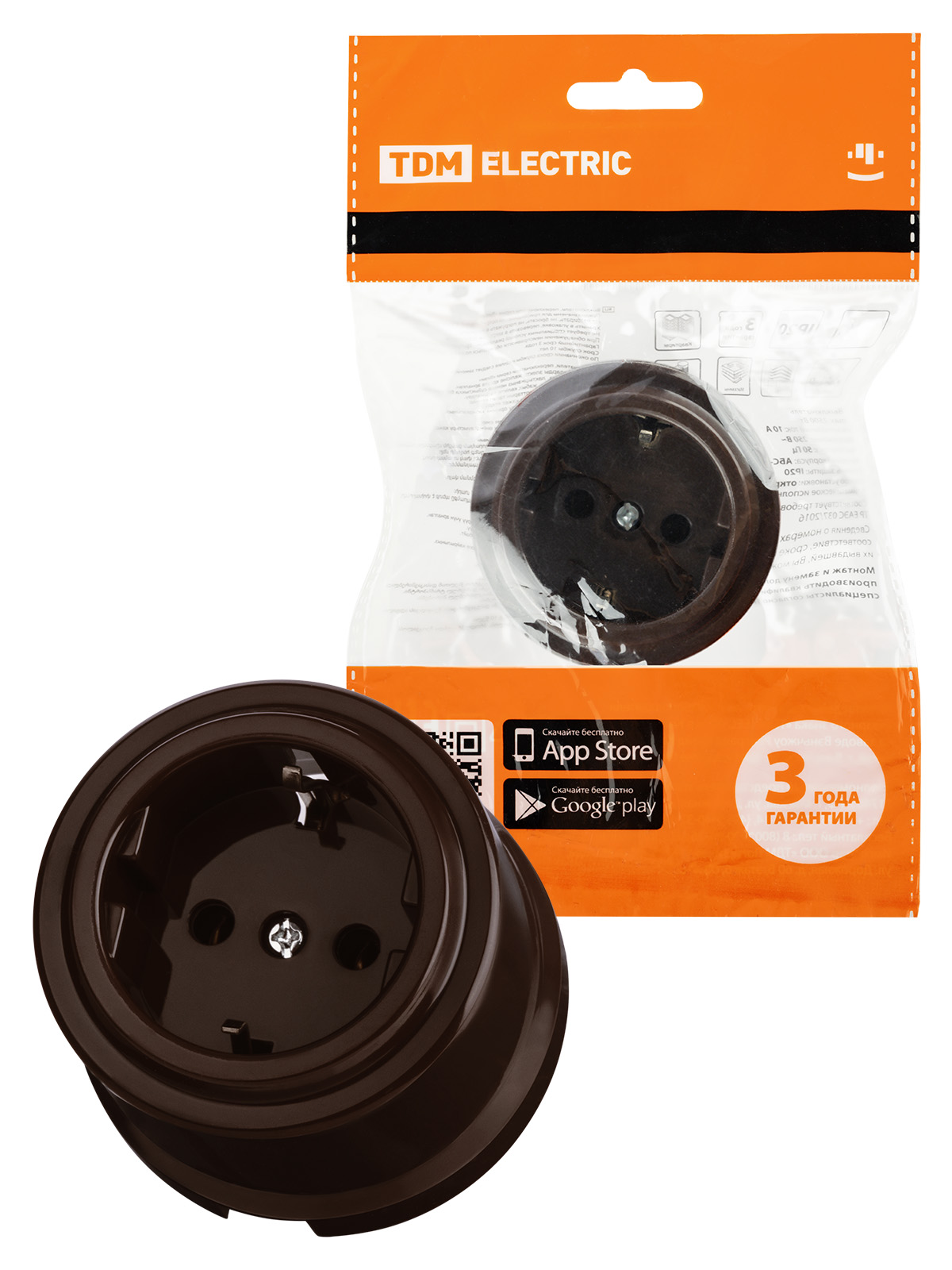 Изображение товара TDM Розетка 2П+З 16А 250В коричневая «Виви»