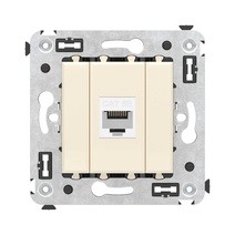 Изображение товара DKC Avanti Компьютерная розетка RJ-45 без шторки в стену, кат.5е одинарная, "Ванильная дымка"