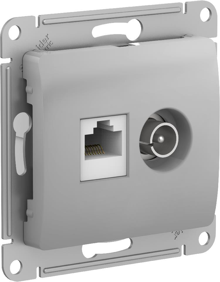 Изображение товара Розетка двойная TV + RJ45 Cat.5E Glossa Алюминий