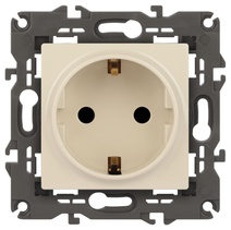 Изображение товара ЭРА Розетка Elegance 14-2102-02 с заземлением 2P+E Schuko со шторками 16A-250В IP20 слоновая кость