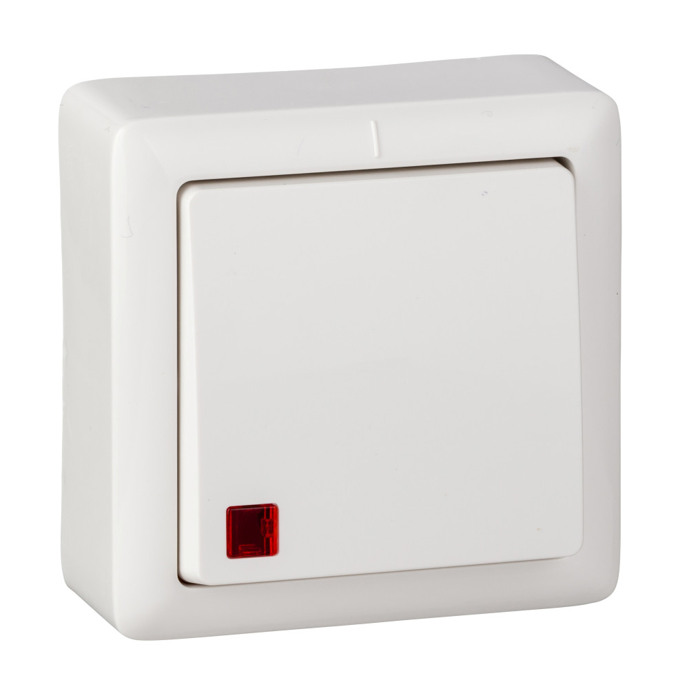 Изображение товара Systeme Electric ХИТ наруж Бел Выключатель 1-клавишный с подсветкой 6А, 250В