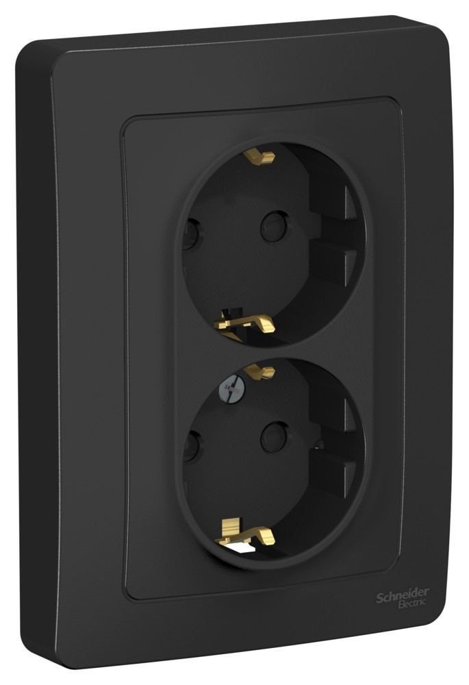 Изображение товара Systeme Electric Blanca внутр Антрацит Розетка 2-ая с/з со шторками, 16А, 250В