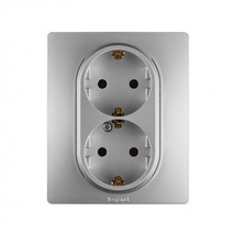 Изображение товара Legrand Etika Алюминий Розетка 2-ая с/з , винтовые клеммы, 16А, 250 В.