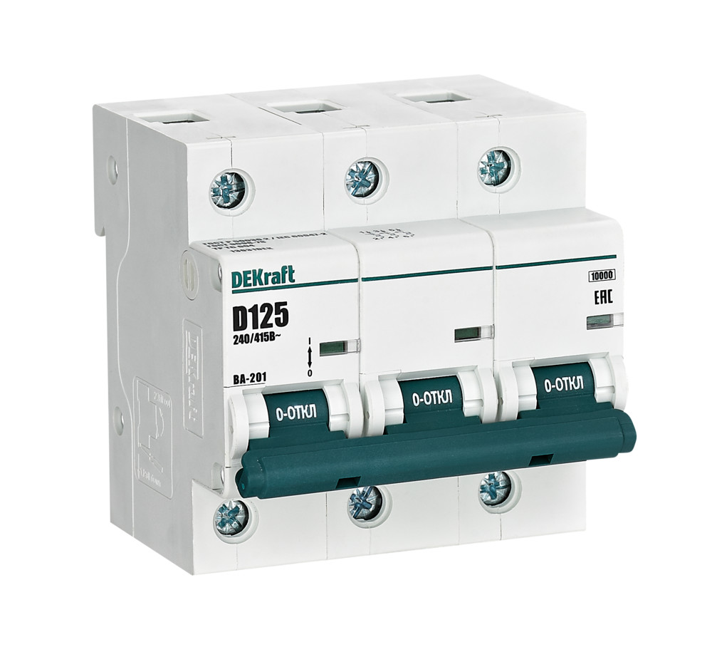 Изображение товара Dekraft Автоматический выключатель 3Р 125А х-ка D ВА-201 10кА