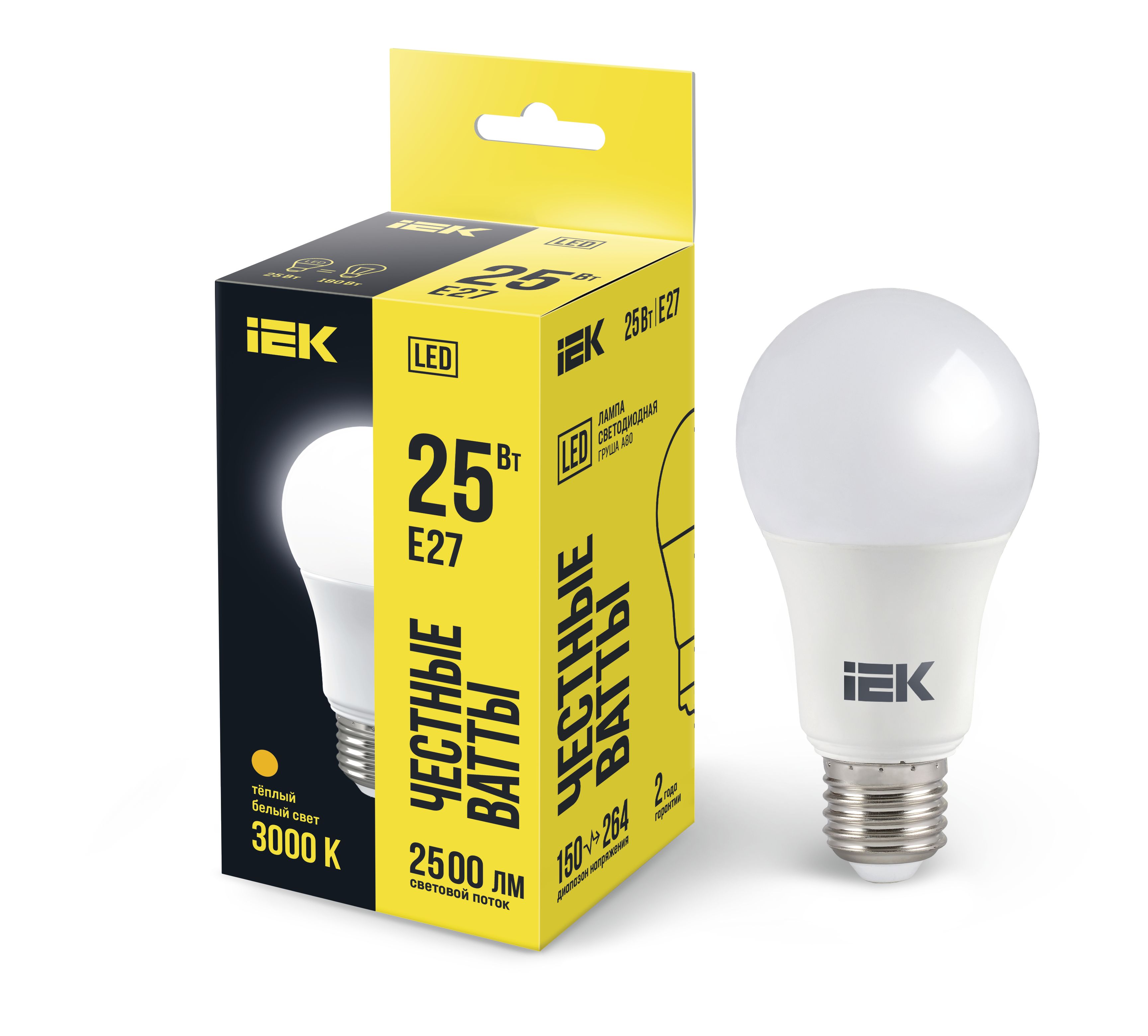 Изображение товара Лампа LED IEK A80 25W 3000K E27 - теплый белый свет, 2500 лм Изображение товара Лампа LED IEK A80 25W 3000K E27 - теплый белый свет, 2500 лм