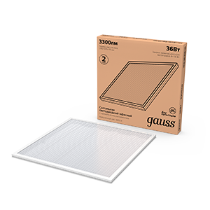 Изображение товара Gauss Светильник офисный 36W 2900lm 4000K IP20 595*595*19мм призма LED