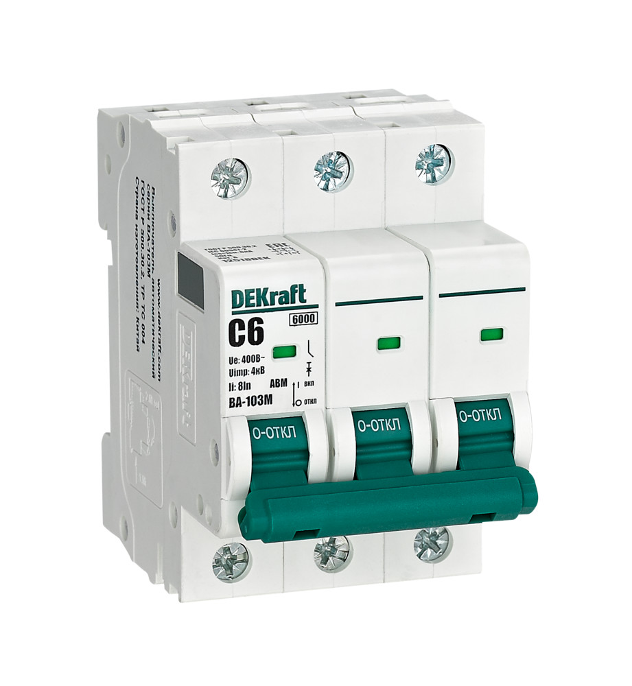 Изображение товара Dekraft Автоматический выключатель 3P 6А х-ка C 6кА ВА-103M