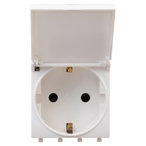 Изображение товара DKC Avanti Розетка с крышкой модульная, 2P+E, с з/ш, "Белое облако", 2 модуля