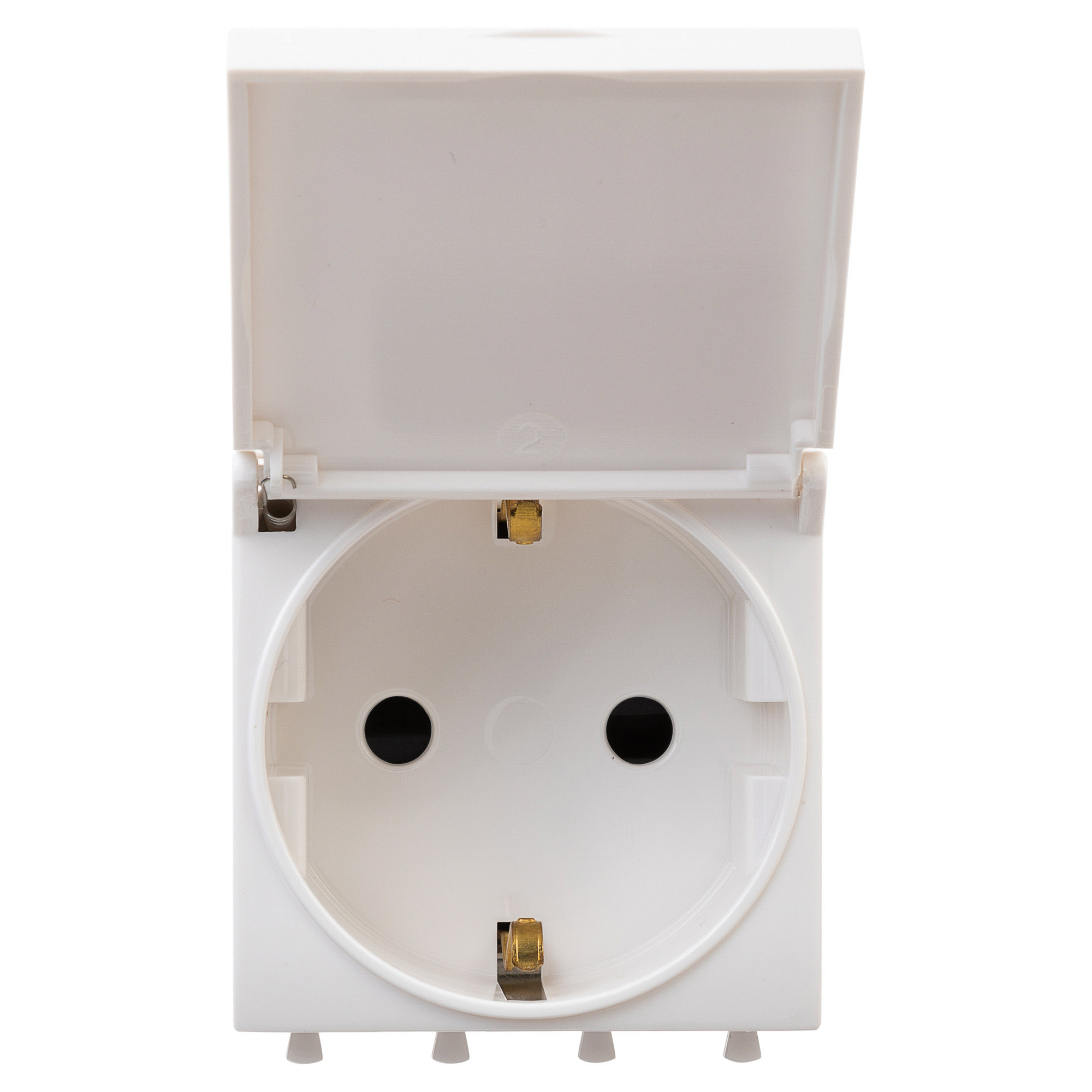 Изображение товара DKC Avanti Розетка с крышкой модульная, 2P+E, с з/ш, "Белое облако", 2 модуля