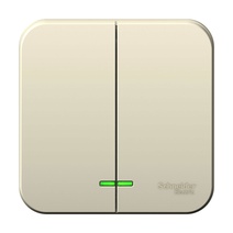 Изображение товара Systeme Electric Blanca наруж Молочный Выключатель 2-клавишный с подсветкой 6А, 250B, изолир. пластина