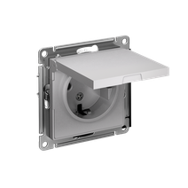 Изображение товара Systeme Electric AtlasDesign Алюминий Розетка с/з, со шторками, с крышкой, 16А, в сборе