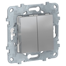 Изображение товара Schneider Electric Unica New Алюминий Переключатель 2-клавишный, перекрестный, 2 x сх. 7, 10 AX, 250В