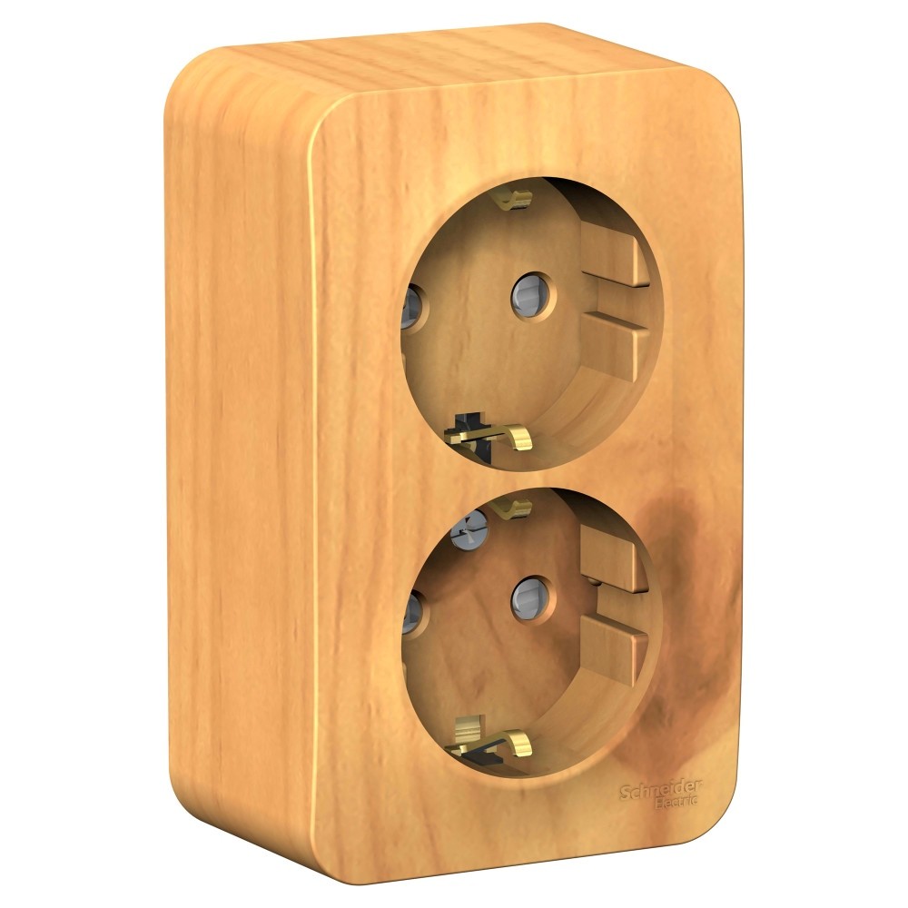 Изображение товара Systeme Electric Blanca наруж Ясень Розетка 2-ая с/з со шторками 16А, 250В, изолир. пластина