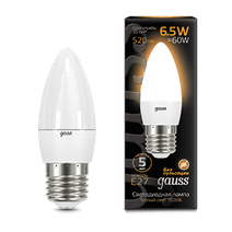 Изображение товара Gauss Лампа Свеча 6.5W 520lm 3000К E27 LED