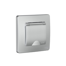 Изображение товара Systeme Electric Blanca внутр Алюминий Розетка с/з IP44 со шторками, с крышкой, 16А, 250В