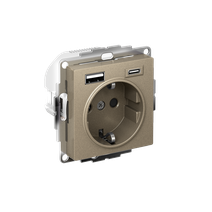 Изображение товара Systeme Electric AtlasDesign Шампань Розетка 16А с USB A+C (5В/2,4А/3 А, 2х5В/1,5А), мех