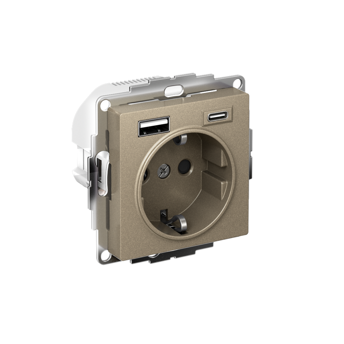 Изображение товара Systeme Electric AtlasDesign Шампань Розетка 16А с USB A+C (5В/2,4А/3 А, 2х5В/1,5А), мех