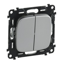 Изображение товара Legrand Valena ALLURE DIY Алюм Выключатель 2-х клавишный 10А 250В.