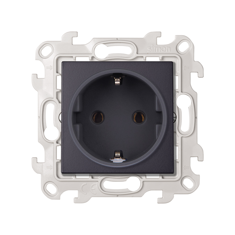 Изображение товара Simon 24 Графит Розетка 2К+3 Sсhuko без защитных шторок