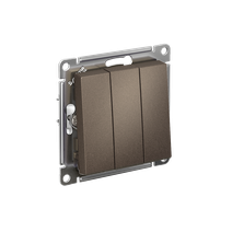 Изображение товара Systeme Electric AtlasDesign Мокко Выключатель 3-клавишный сх.1+1+1, 10АХ, механизм