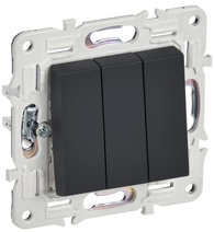 Изображение товара IEK SKANDY Графит Выключатель 3-клавишный 10А SK-V11G