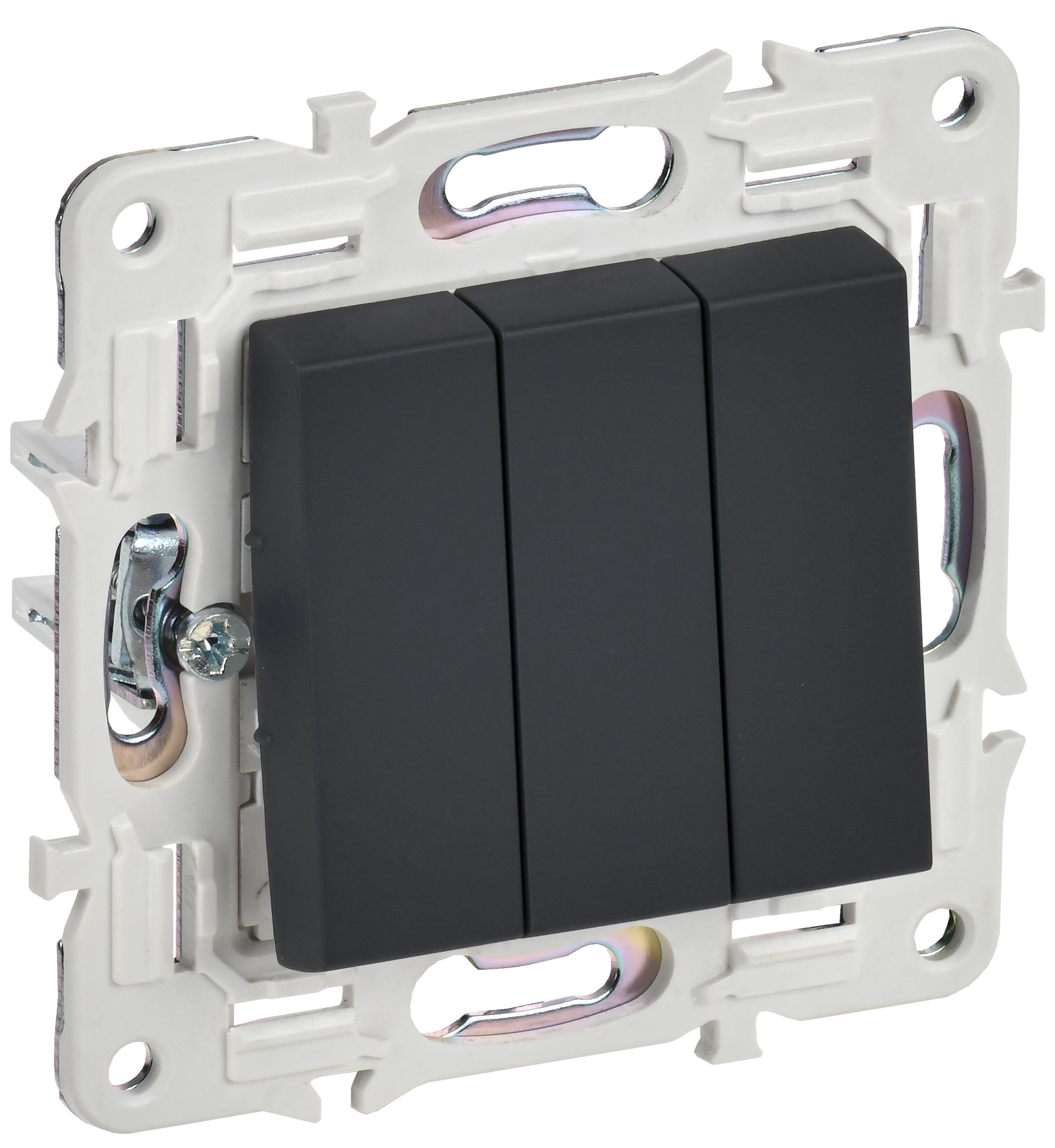 Изображение товара IEK SKANDY Графит Выключатель 3-клавишный 10А SK-V11G