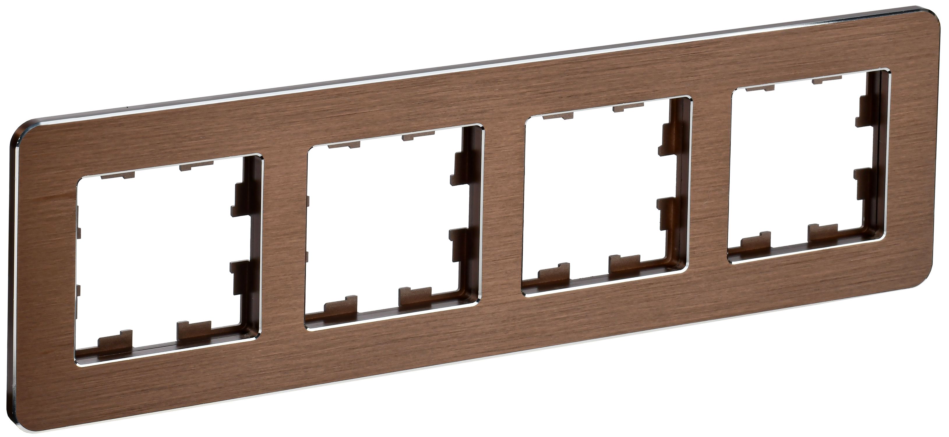 Изображение товара IEK BRITE DECOR Коричневый металл. скругл.угол Рамка 4-мест. РУ-4-1-Бр RE AL