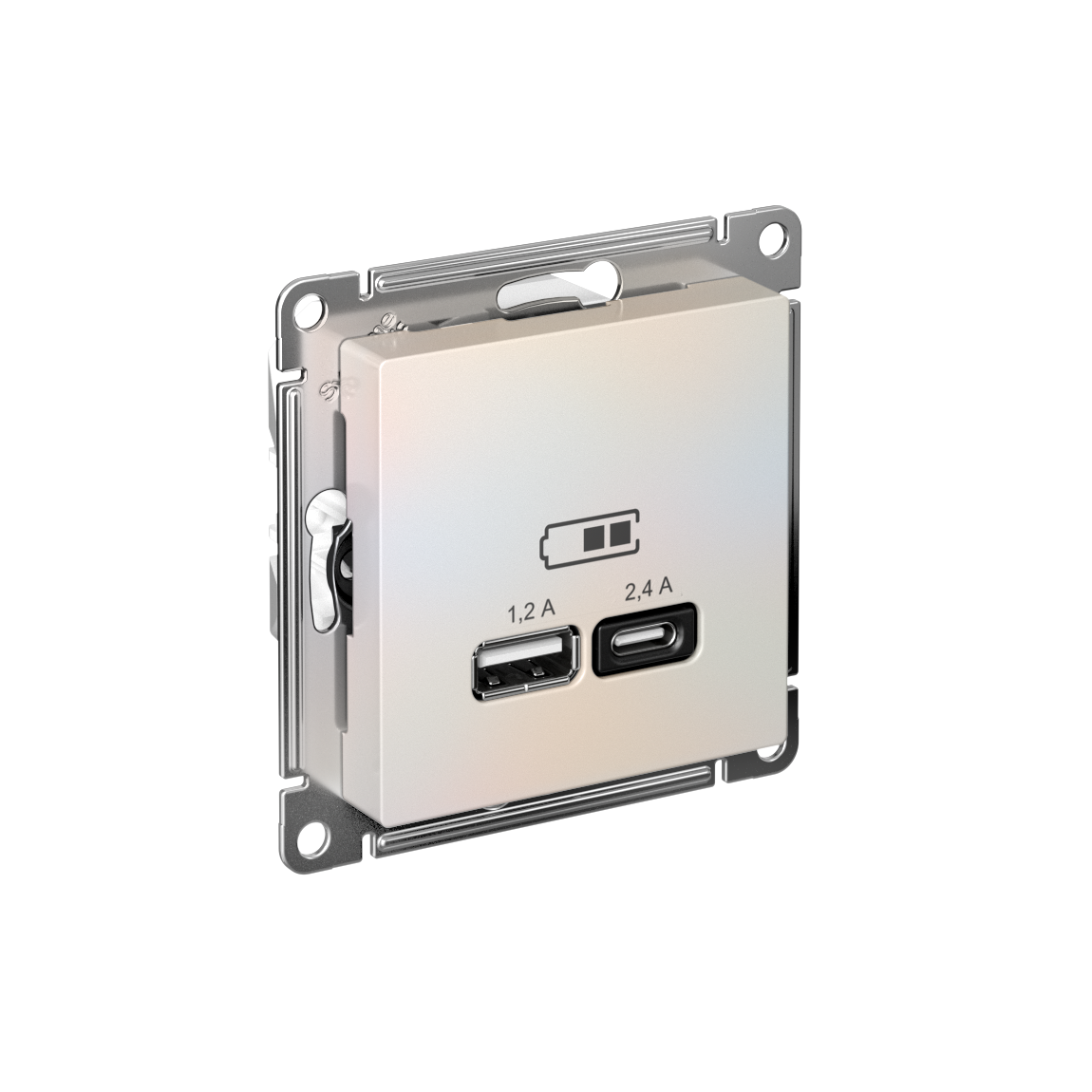 Изображение товара Systeme Electric AtlasDesign Жемчуг USB A+С, 5В/2,4А, 2х5В/1,2А, механизм