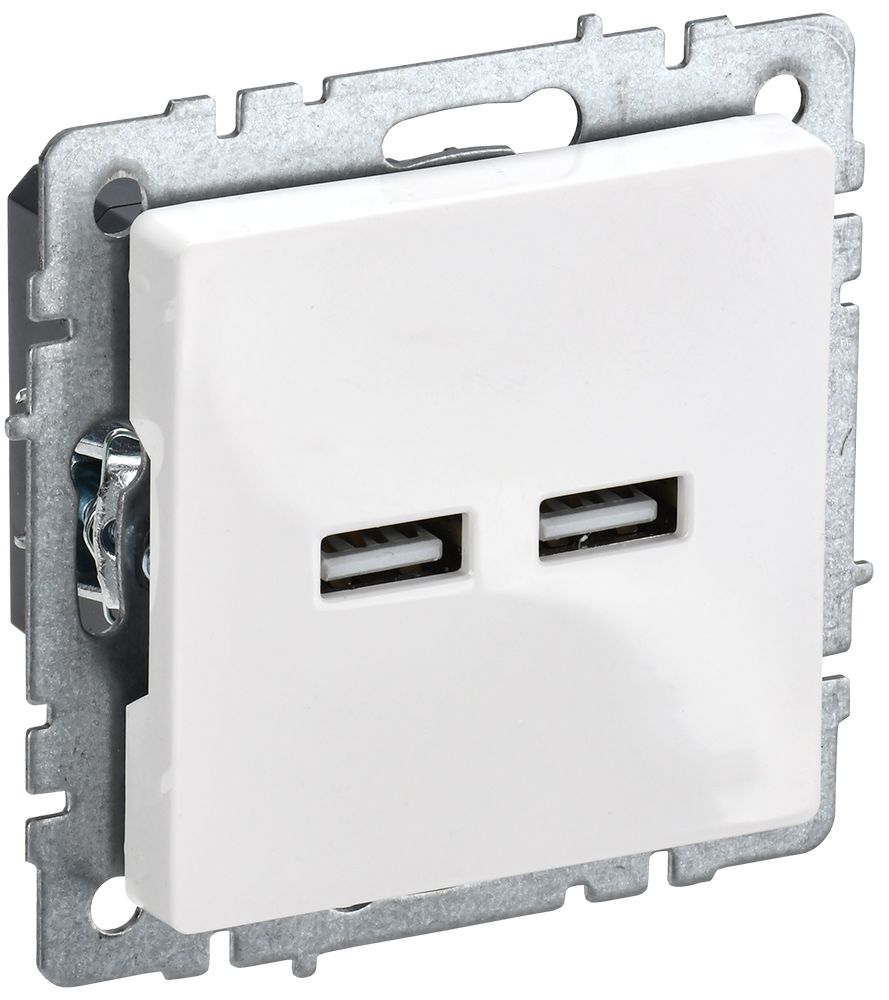 Изображение товара IEK BRITE BASE Белый Розетка USB A+A 3,1А РЮ10-1-БрБ
