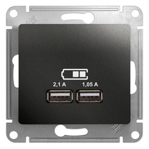 Изображение товара Systeme Electric Glossa Антрацит Розетка USB 5В/2,1А, 2х5В/1,05А