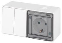 Изображение товара ЭРА Эксперт 11-7502-01 IP55 белая розетка с выключателем