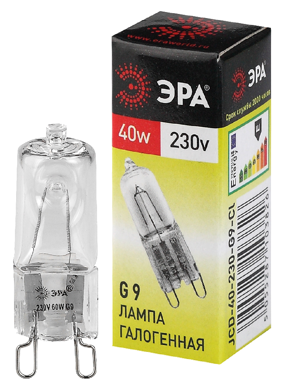 Изображение товара ЭРА Лампа галогенная JCD-40-230V-G9-CL 40Вт капсула теплый белый свет G9