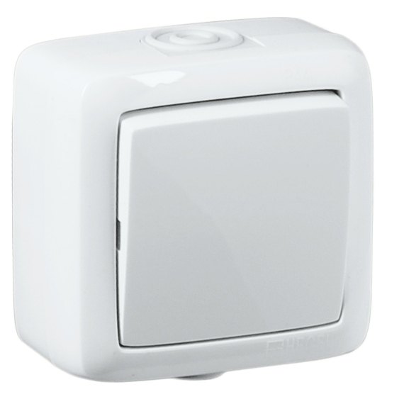 Изображение товара Hegel Альфа наруж Белый ВА10-211 Выключатель 1-клавишный, брызгозащищенный