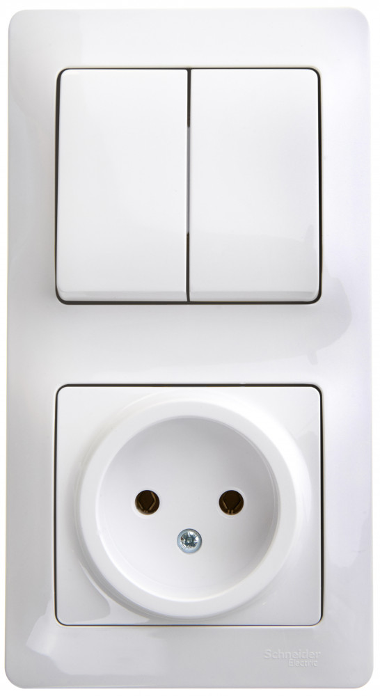 Изображение товара Systeme Electric Glossa Бел Блок: розетка и 2-кл. выключатель