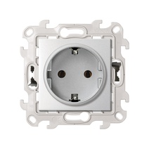 Изображение товара Simon 24 Алюминий Розетка с заземлением Schuko 2Р+Е 16A 250В~ с системой Push&Go